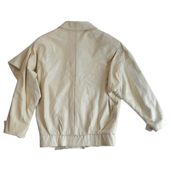 Vintage 80s Off-White Soft Leather Bomber Jacket - Size Large - Picture 7 of 8
